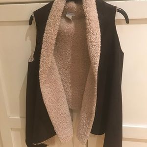 Faux suede and fur vest
